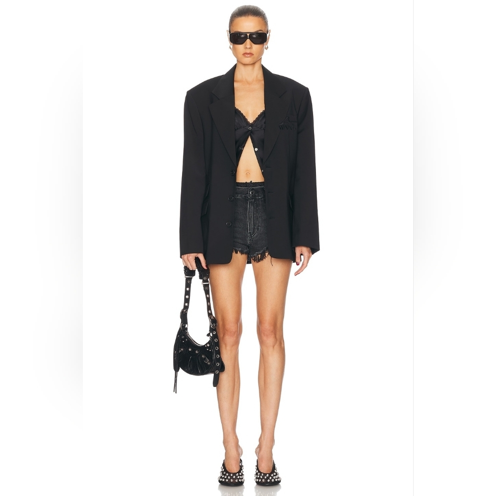 BB4. NWT ALEXANDER WANG PRE-STYLED CUT-OFF SHORT WITH SILK BOXER - Picture 3 of 12